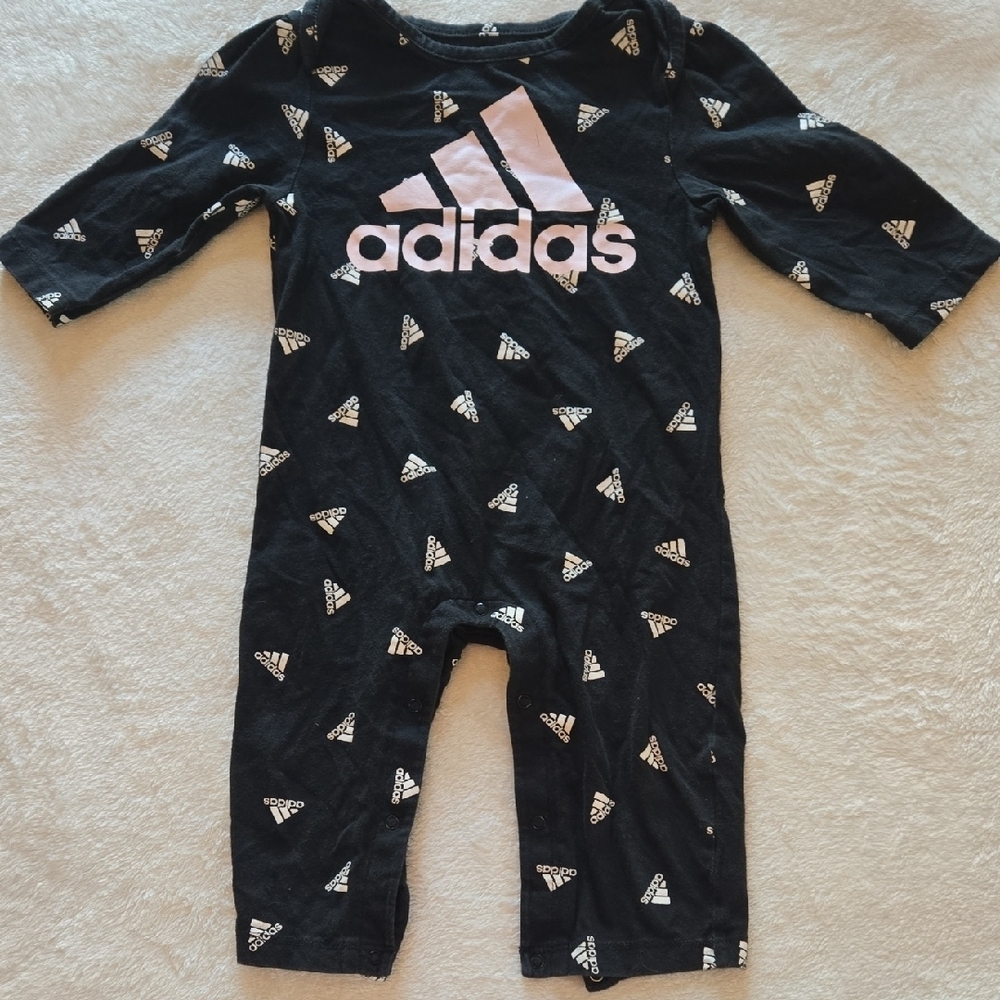 Adidas 12m B&W Old Skool Monogram Unisex Long Sleeve/Pants Onesie